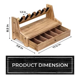 BIOPRONEXT Wooden Handgun Rack With Extra Storage Drawer - Safe Organizer for Cabinets & Nightstands - Fits Most Pistols, Great Gift for Gun Owners - Brown Finish