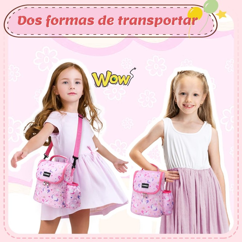 Nasjac Bolsa de Almuerzo para Niños Niñas, Loncheras Térmica Reutilizable