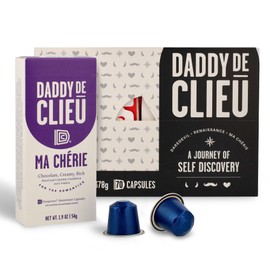 Daddy De Clieu Ma Chérie Coffee Pods (Rich & Chocolatey, Brazil & Columbia, 100% Arabica Blend), Compatible with Nespresso Original Line Machines, Recyclable Aluminum Capsules, 70 Count