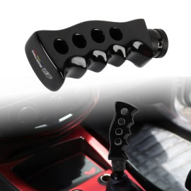 Unbranded Universal Mugen Black Slotted Pistol Grip Handle Manual Gear Shift Knob Shifter