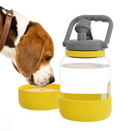 asobu Barkley Tritan Botella de 50 onzas con un tazón de silicona desmontable para perros (mostaza)