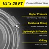 POHIR Pressue Washer Hose 25ft x 1/4", Upgrade Super Flexible