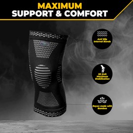 NeoTech Care Knee Support Brace - Breathable - Men, Women, Right or Left (Black Color, Size M, 1 Unit)