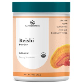 Nature Restore USDA Certified Organic Reishi Mushroom Powder, 10 Ounces, Non GMO, Gluten Free, Packaged in California, Ganoderma Lucidum/Lingzhi