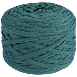 400 g T-Shirt Yarn Elastic Fabric Crochet Cloth Yarn for DIY Knitting, 130 Yards Spaghetti Yarn Thick Knitting Yarn for Hand DIY Bag Basket Cushion Crochet Projects, Home Decor (Dark Green)