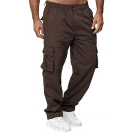 AIFARLD Men's Cargo Pants with Pockets Cotton Hiking Sweatpants Casual Athletic Jogger Sports Outdoor Trousers Relaxed Fit Coffee