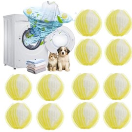 Pack of 12 Pet Hair Remover, Washing Machine, Reusable Lint Balls, Washing Machine, for Removing Pet Hair and Cat Hair (Yellow)
