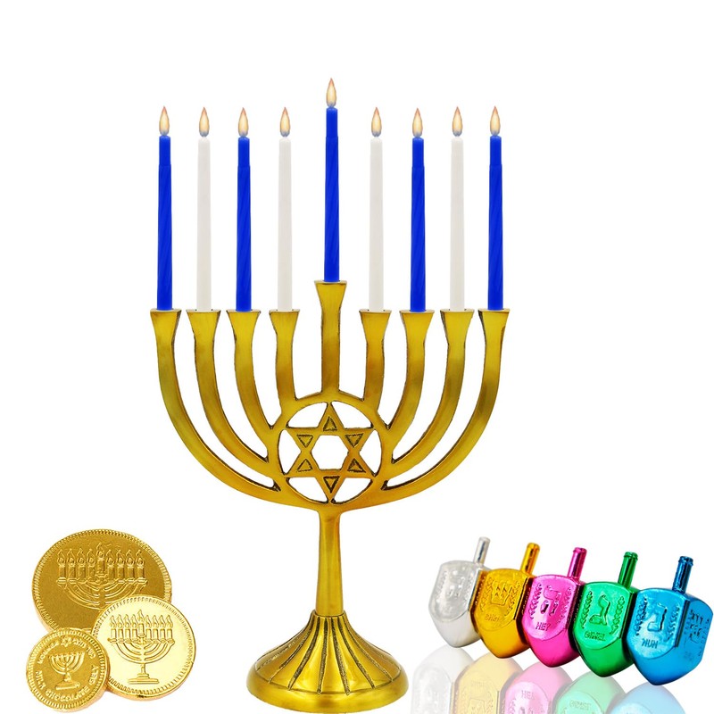 The Dreidel Company Menorah 44 White and Blue Hanukkah Candles