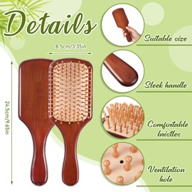 Tessco for you 12 Pcs Bamboo Hair Brushes for Women Bulk Wooden Paddle Brush Scalp Massage Bamboo Bristles Anti Static Men Engraving DIY Gift for Wedding Teacher(9.65'' X 3.35'',Deep Brown-natural)