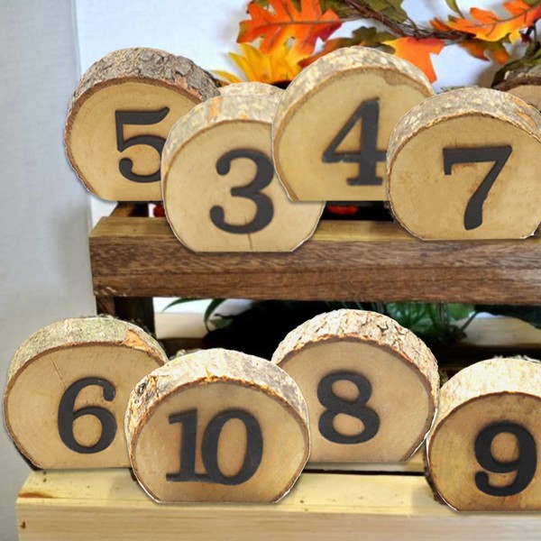 Andoer Wedding Table Number, 1-10 Wooden Table Number Rustic Party