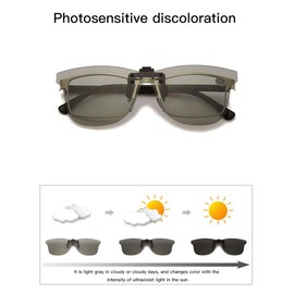 Long Keeper Polarised Sunglasses Clip for Glasses Wearers, Polarised Sunglasses for Men and Women, Sunglasses Attachment Glasses, Photochromic