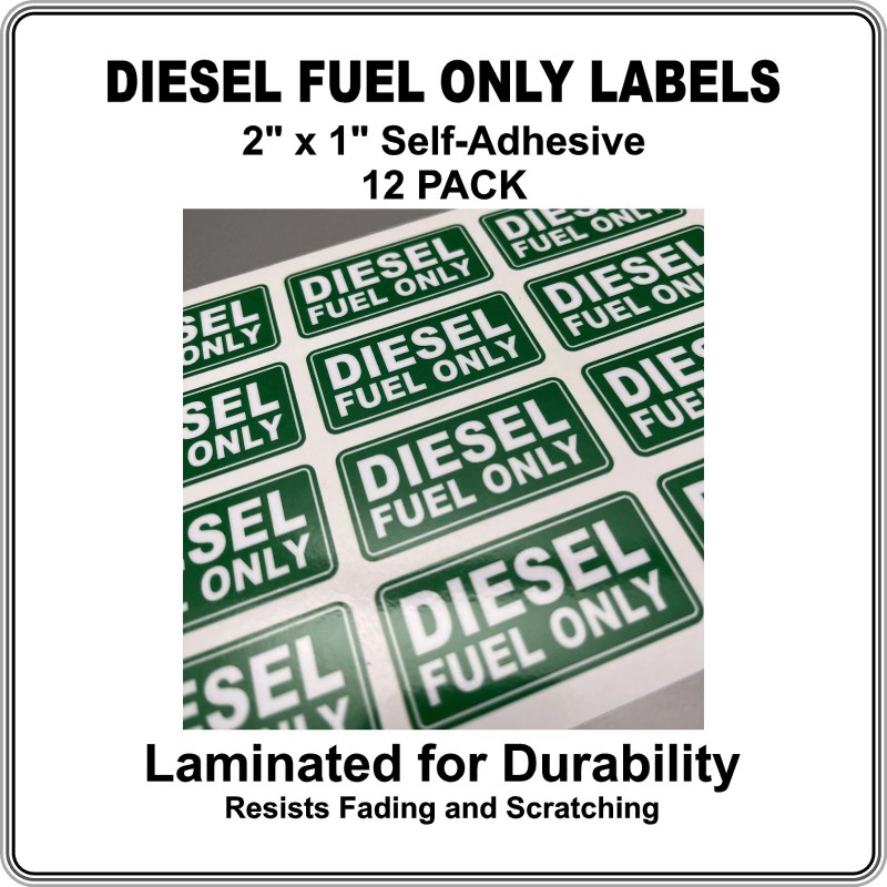 Unbranded DIESEL FUEL ONLY Warning Labels 12 Pack Self Adhesive