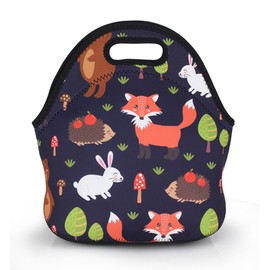 Violet Mist Neoprene Lunch Bag Tote Reusable Insulated Waterproof School Picnic Carrying Lunchbox Container Organizer For Men, Women, Adults, Kids, Girls, Boysï¼the Forestï¼