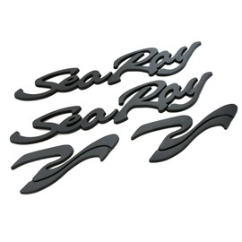 4pcs New Sea Ray Searay SR Wave Script Emblems 3D Badge etters Boat Self-Adhesive Sticker Genuine Nameplate (Matte Black)