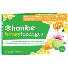 Honibe All Naural Immune Boost Echinacea Throat Lozenge With Zinc and Vitamin C, 10 Lozenges, Citrus