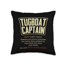 Tugboat Captain Gifts for Men & Women Funny Vintage Tugboat Throw Pillow, 16x16, Multicolor