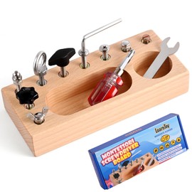 LearnToy Montessori Toy from 1 Year - Wooden Screw Board for Fine Motor Skills - Baby & Toddler Learning Toy 2 Years - Travel Toy with Tool - Waldorf STEM Activity