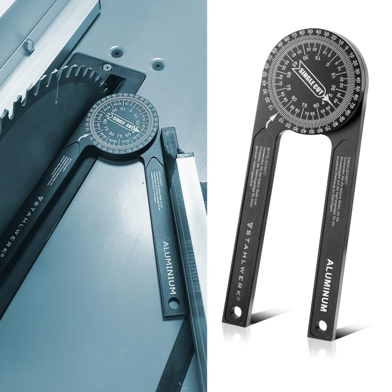 STAHLWERK Protractor 360° Aluminium Mitre Protractor | Angle Measuring Device