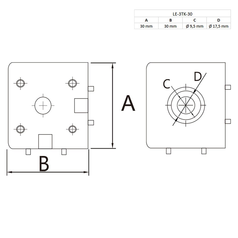 3-Way Cube Connector Corner Connector for Aluminium Profile 30 x