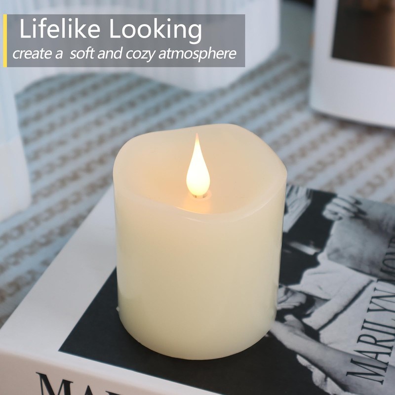 TECHLONG Flameless Candles Battery Operated with Timer, 3D Moving Flame