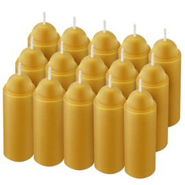 Dunkive 15 Pcs 15H Natural Beeswax Candles for Candle Lanterns, Emergency Candle for Outdoor Survival, Smokeless Long Lasting Candles for Emergency, Survival, Home Power Outages