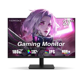 Viewedge 27 inch Gaming Monitor 180hz (Supports 144hz/165hz) 1ms, 110% sRGB 1080p IPS Computer Monitor, DP HDMI, Built-in Speakers, Support Freesync and Wall Mount