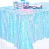 QueenDream Sequin Tablecloth 90x132 Blue Iridescent for Rectangle Table Cover