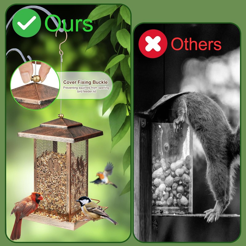 LBTING Bird Feeder for Outside, Metal Lantern-Shaped Bird Feeder, Squirrel
