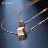 ELBLUVF - Cadena Collar con Colgante Cuadrado de Acero Inoxidable,