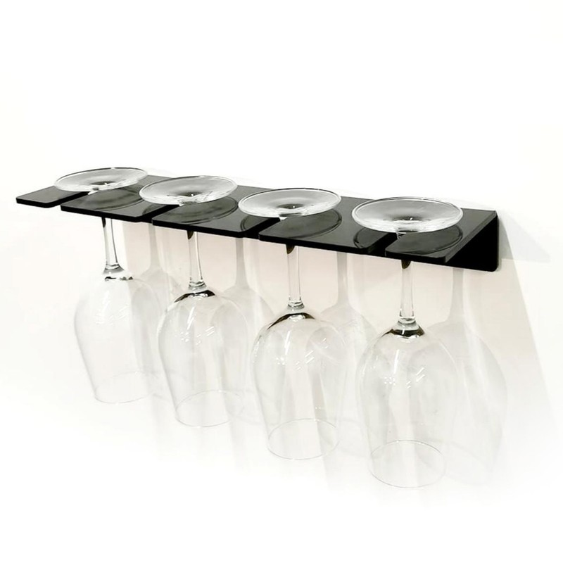 2Pcs Wall Mounted Acrylic Wine Glass Holder Space Saving Stemware
