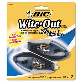 BIC WOECGP21 Wite-Out EZ Correct Grip Correction Tape, NonRefill, 1/6-Inch x 402-Inch , 2/Pk