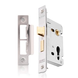 XFORT® Polished Chrome Euro Profile Sashlock 65mm, Euro Sash Lock for Internal and External Doors, Door Latch Mechanism and Euro Cylinder Key Locking Security, CE Approved and Fire Rated Protection.