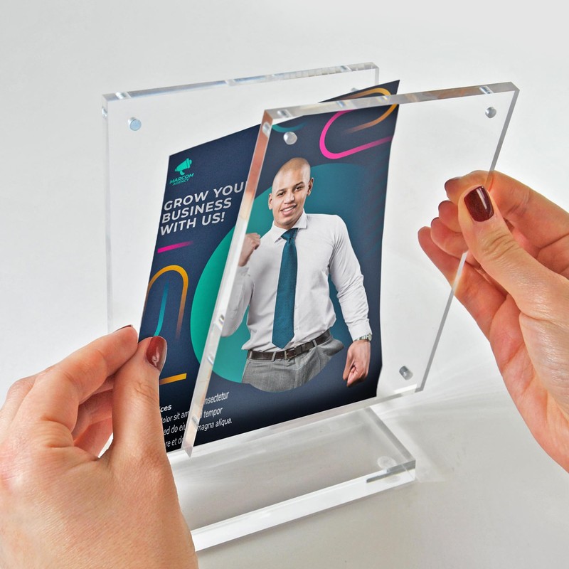 Azar Displays 104778 Slim Deluxe Acrylic Block Frame 8.5” x