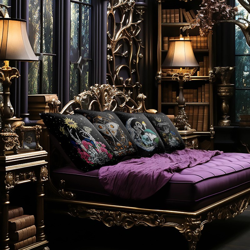 Knibeo Mystical Boho Luna Moth Witchy Pillow Covers Set of