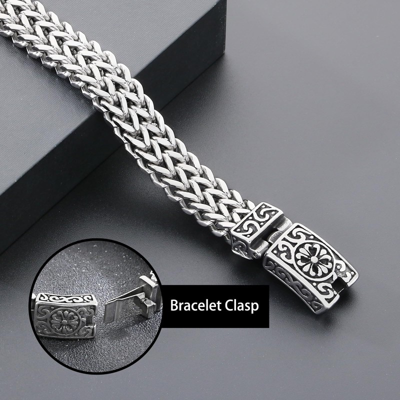 Azubpi Men's 316 Stainless Steel Gothic Viking Bracelet - Flower