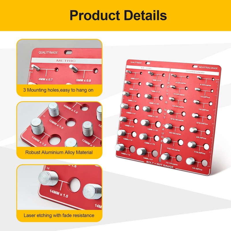 28 Thread Checker, Nut and Bolt Thread Checker, Bolt Size