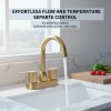 Bathroom Washbasin Faucet 4-Inch Double Handle Brushed Alloy Deck Mount