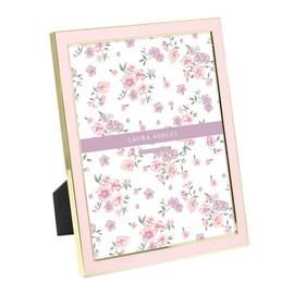 Laura Ashley 8x10 Pink Enamel Picture Frame, Gold Metal Edge with Easel, for Countertop, Counterspace, Tabletop Display, Bookshelf, Desk, Wall Décor, Photo Gallery