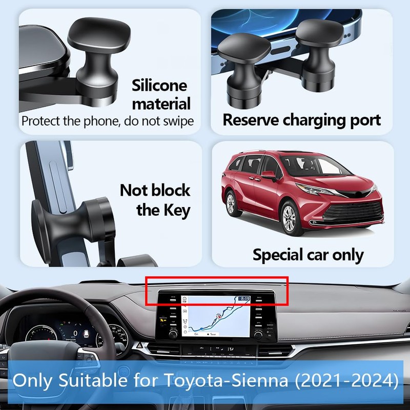 Car Phone Holder Mount for Toyota Sienna 2021 2022 2023