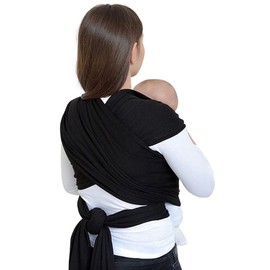 Mãe Baby Fular Ergonómico para Bebé | Portabebé | Fular Elástico | Hasta 10Kg | Baby Wrap | Color Negro