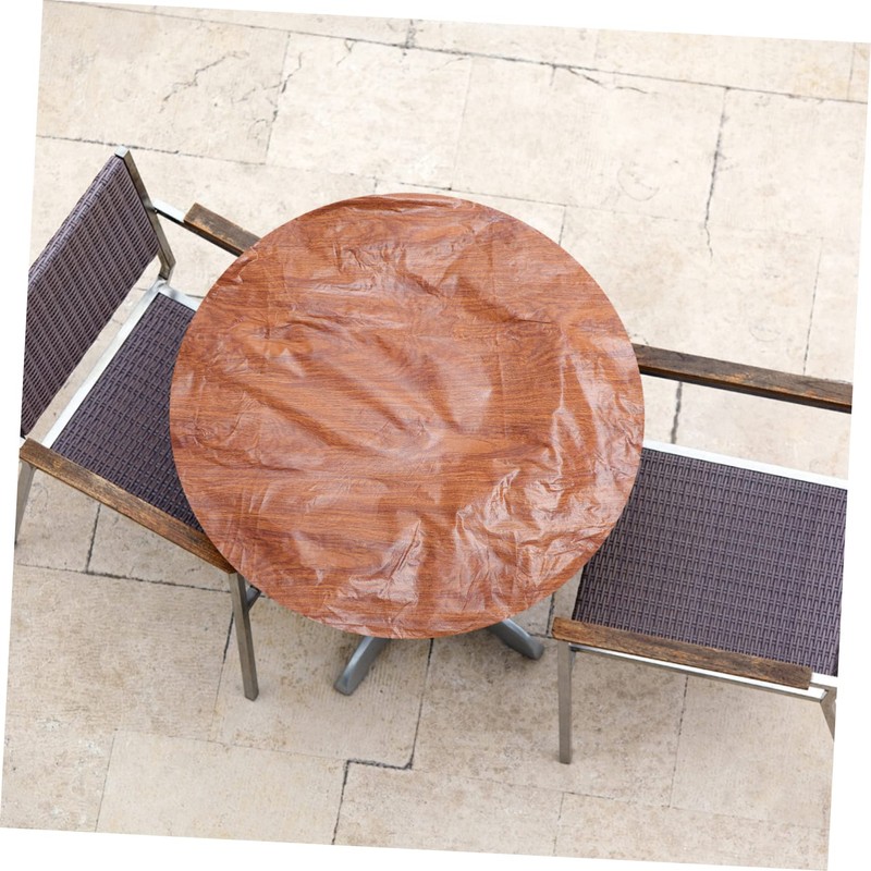 Ciieeo Buffet Tablecloth with Elastic Edges Wood Grain Design Table