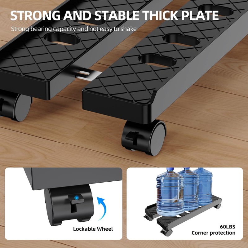 Hovadova Adjustable Mobile CPU Stand, Ventilated Computer Tower Stand with