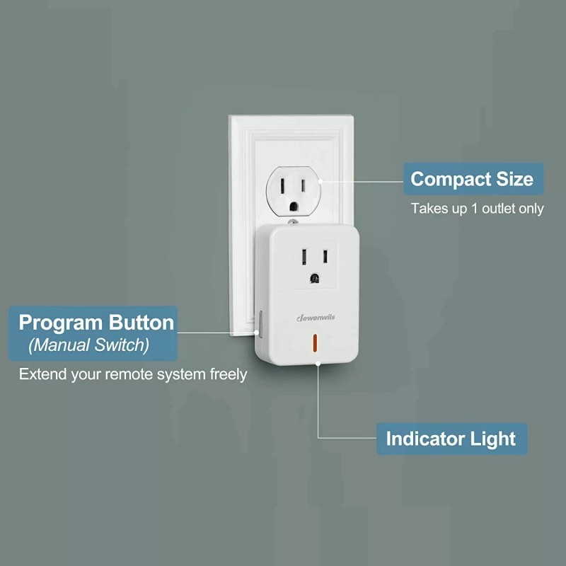 DEWENWILS Remote Control Outlet 100 ft RF Range Wireless Remote