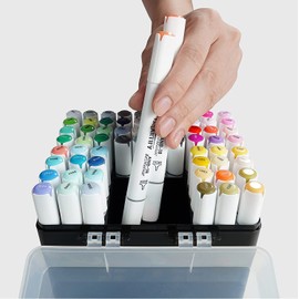 ARTIFY Alcohol Brush Markers, Brush & Chisel Dual Tips Professional Artist Markers, Drawing Marker Set with Carrying Case for Adult Coloring and Drawing Media for Beginner or Experienced Artists