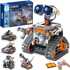 Sillbird Robot Building Kit with Remote Control STEM Gifts for Kids Boys Age 8-12, Coding Technic Robotics Toy for Birthday - Buildable 5in1 Models with 488 Pieces - Orange