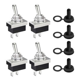 Mini Toggle Switch SPST On/Off 2 Connection Pin KN3D-101 Switch 12V DC 25A Metal Toggle Switch with Waterproof Cap Pack of 4
