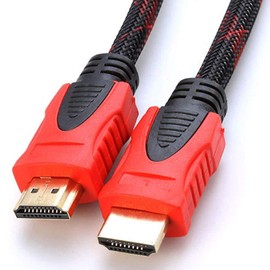 CableVantage HDMI Cable V1.4 Ultra-High Speed Supports Ethernet Audio Return (ARC), Bandwidth up to 18Gbps, 3D HD 1080p Ready, Braided Nylon Cable Cord Gold Plated Red (3FT)