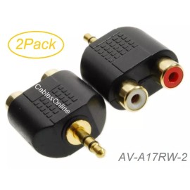 CablesOnline 2Pack 3.5mm (1/8") Stereo Male to 2-RCA Red/White Female Audio Adapters