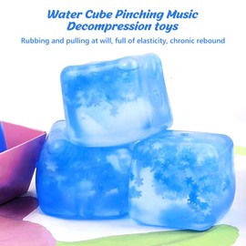 YANGUN Pack of 4 Ice Cube Stress Balls, Large Ice Cube Fidget Toys, Ice Cube Squishy Toy, Ice Cube Sensory Balls, Stress Balls for Adults, Anxiety and Stress Relief Cubes, Sensory Toy