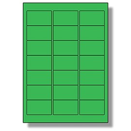 Label Planet® 21 Per Page/Sheet, 5 Sheets (105 Sticky Green Labels), Blank Plain Matt Quality A4 Coloured Paper Stickers, for Laser/Copier/Inkjet Printer, UK LP21/63C, 63.5 x 38.1 MM, Colour Coding